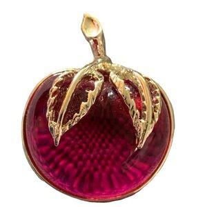 SARAH COVENTRY Red Pink Magenta Jelly Belly Plum Apple Vintage Brooch Pin